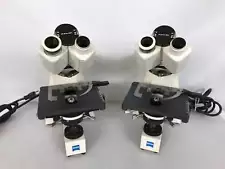 Pair of Carl Zeiss Standard 25 Binocular Microscopes *For Parts or Repair*