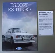 FORD ESCORT RS TURBO orig 1985 UK Mkt Sales Brochure + Price List