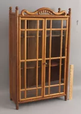 RARE Antique Victorian Stick & Ball Glass Door Display Wall Cabinet Cupboard NR