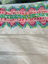 Lilly Pulitzer It’s Impawsible Geo Border King Flat Sheet