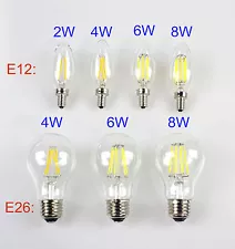 E12 E26 110V 2W 4W 6W 8W Retro Vintage Filament LED Candelabra/Globe Light Bulb