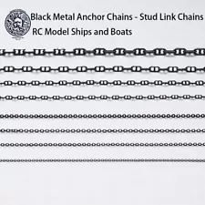 Black Metal Anchor Chains - Stud Link Chains for RC Model Ships and Boats 500mm