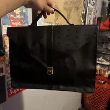 MCM Black Monogram Spanish Calf Leather Envelope Briefcase - Lawyers Bag