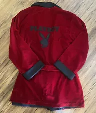 Vintage Playboy Costume Collection Velvet Robe One Size Embroidered Red Black