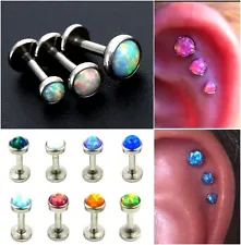 Opal Labret Stud Tragus triple piercing forward helix earring cartilage stud x 1