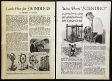 “Swindlers Who Turn Scientific” 1932 article Perpetual Motion~Wingard Death Ray