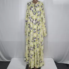 Natalie Martin Womens Maxi Dress Prairie Indigo Size L Fiore Silk Long Sleeves