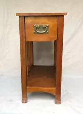 Vintage Oak Mission Arts and Crafts Style One Drawer Stand 1980s