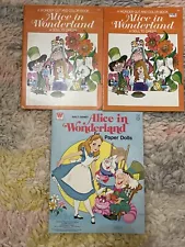 3 Vintage Walt Disney Alice In Wonderland Whitman Paper Dolls Book 1976 Uncut