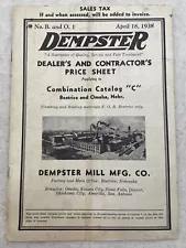 Dempster Pumps Windmills Tanks Parts Price List Booklet 1938 Vintage