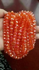 50PCS 4X6mm Dark orange AB Faceted Crystal Gemstone Abacus Loose Beads#8