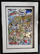 Charles Fazzino 3D Pop-up Art 'LOONEYWOOD' FRAMED w COA hand-signed Looney Tunes