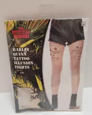 Suicide Squad Harley Quinn Tattoo Illusion Tights S / M Spirit Halloween New