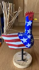 Signed Navajo Folk Art American Flag Chicken