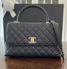 Chanel Caviar Quilted Black Coco Handle Flap with Polished Gold Tone Hardware