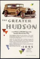 Greater HUDSON Super Six 1929 Auto Car Ad Four Door Sedan