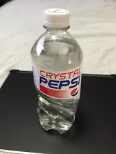 Unopened Full Flat 20 FL OZ Crystal Pepsi Bottle EXP 04-10-2017