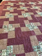 Handmade Machined, Pieced & Hand Quilted Lap Quilt 56" x 68"