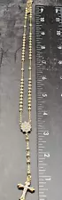 14k Yellow Gold Finish Sterling Silver Bead Ball Chain Rosary Necklace - 925