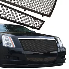 Black Stainless Dual Mesh Grille Upper Bumper Grill Fits 2008-2013 Cadillac CTS