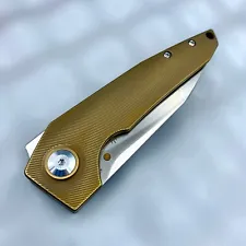 Kizer VK1-FL Frame Lock Knife Dirty Bronze Titanium Custom 3.3" Satin KI4565