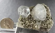 Aquamarine crystals on Muscovite, China Mineral Specimen for Sale