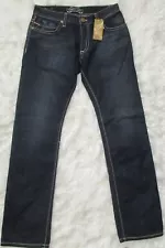 NWT $350 USD Men's Robin's Jean Tobacco Leather Flap Dark Denim Jeans Size 33