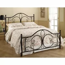 Antique Dk Brown Metal Bed Frame Twin Full Queen King Scroll Headboard Footboard