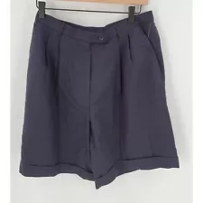 Vintage Talbots Shorts Women Size 12 Pleated Cuffed 100% Wool Winter Blue New