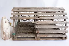 Vintage Lobster Trap Rustic Weighted Working Decorative w/ Buoy