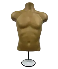 MALE TORSO MANNEQUIN - BRONZE (GOLD) + STAND + HANGING HOOK MEN DRESS FORM