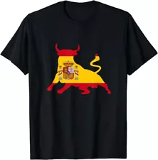 NEW LIMITED Spanish Flag Bull Fighting Running with the Bulls Spain TShirt S-5XL