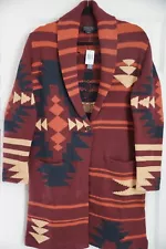 Pendleton Graphic Sweater Coat Southwest Aztec Maroon Multi Women Small NWT SALE