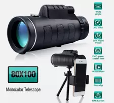 80x100 Zoom HD Monocular Starscope Monocular Telescope BAK4 Day/Night Vision