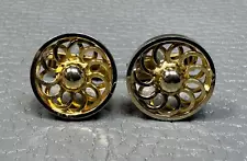 Vintage Spiral Wheel Motif Yellow Gold Plated Cuff Links