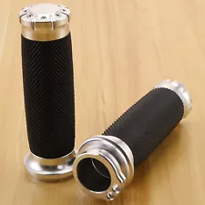 Chrome 1" Motorcycle Handle Bar Hand Grips For Harley-Davidson Cruiser Chopper