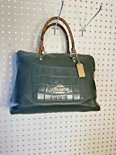 Couch Top Handles Pebbled Dark Green Leather Satchel Handbag