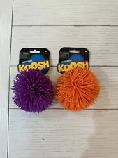 Two Original Koosh Balls One Purple and One Orange Hasbro New W/ Tags-3”