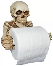 Skeleton Toilet Paper Holder with Keyhole Slot for Wall Mounting, Spooky Skull