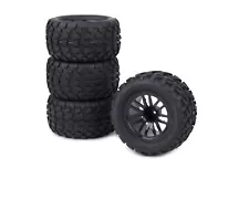 Set of 4 Wheels for Traxxas Hoss 4x4 VXL Blacked Out Rim w/ Tires 1/10 12mm