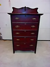 antique oak high chest dresser orginal finish and handles-selling out make offer