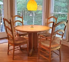 6 pine chairs with rush seats