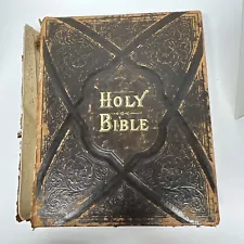 1881 Holy Bible Antique Leather Old & New Testaments,Apocrypha