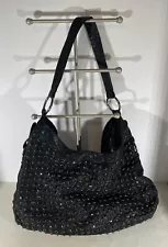 Women’s Black Bag with Black Rhinestones Covering Front Bling Purse