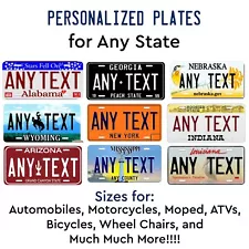 Classic License Plate Tag Personalized Any State Any Text Auto Car Bike Bicycle