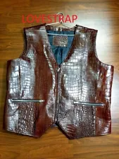 Brown Real Hornback Crocodile / Alligator Leather Skin Jacket,Customize Vest