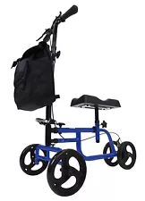 Blue Knee Walker Crutch Substitute Folding Steel Fits 5'3" to 6'8" People