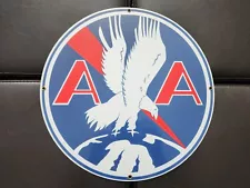 Vintage American Airways Airlines Eagle Logo 14" Steel Sign w/ Porcelain Enamel