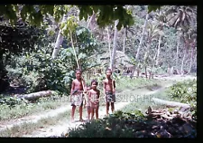 1960s Slide American Samoa Native Village Boys Fishing Poles #5055