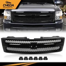 Front Bumper Grille Fit For 2007-2013 Chevrolet Silverado 1500 w/ Black Insert